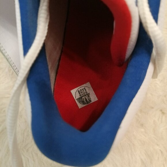 Nike Air Jordans Red & Blue on White Mesh Strap Youth Size 7Y - Picture 9 of 10